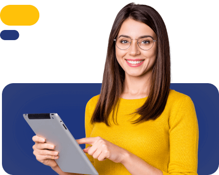 Chica sosteniendo una tablet
